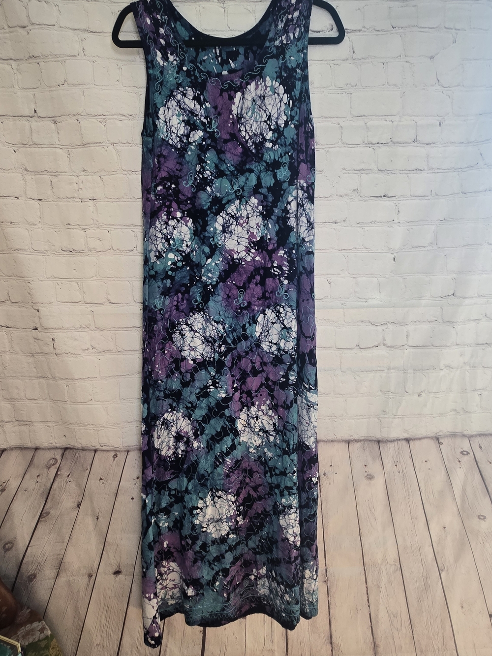 90s boho hippie grunge‎ embroidered marble maxi Sz M Cottagecore